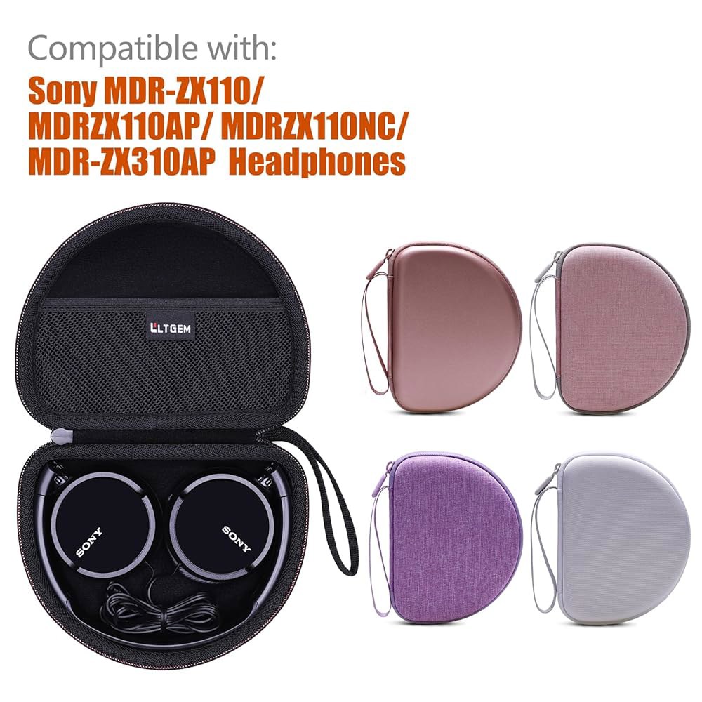 소니 MDR-ZX110 / MDRZX110AP MDRZX110NC MDR-ZX310AP ZX 시리즈 유선 온이어 헤드폰, 블랙+그레이(케이스 전용)와 호환되는 LTGEM 케이스 - 상세 이미지 2