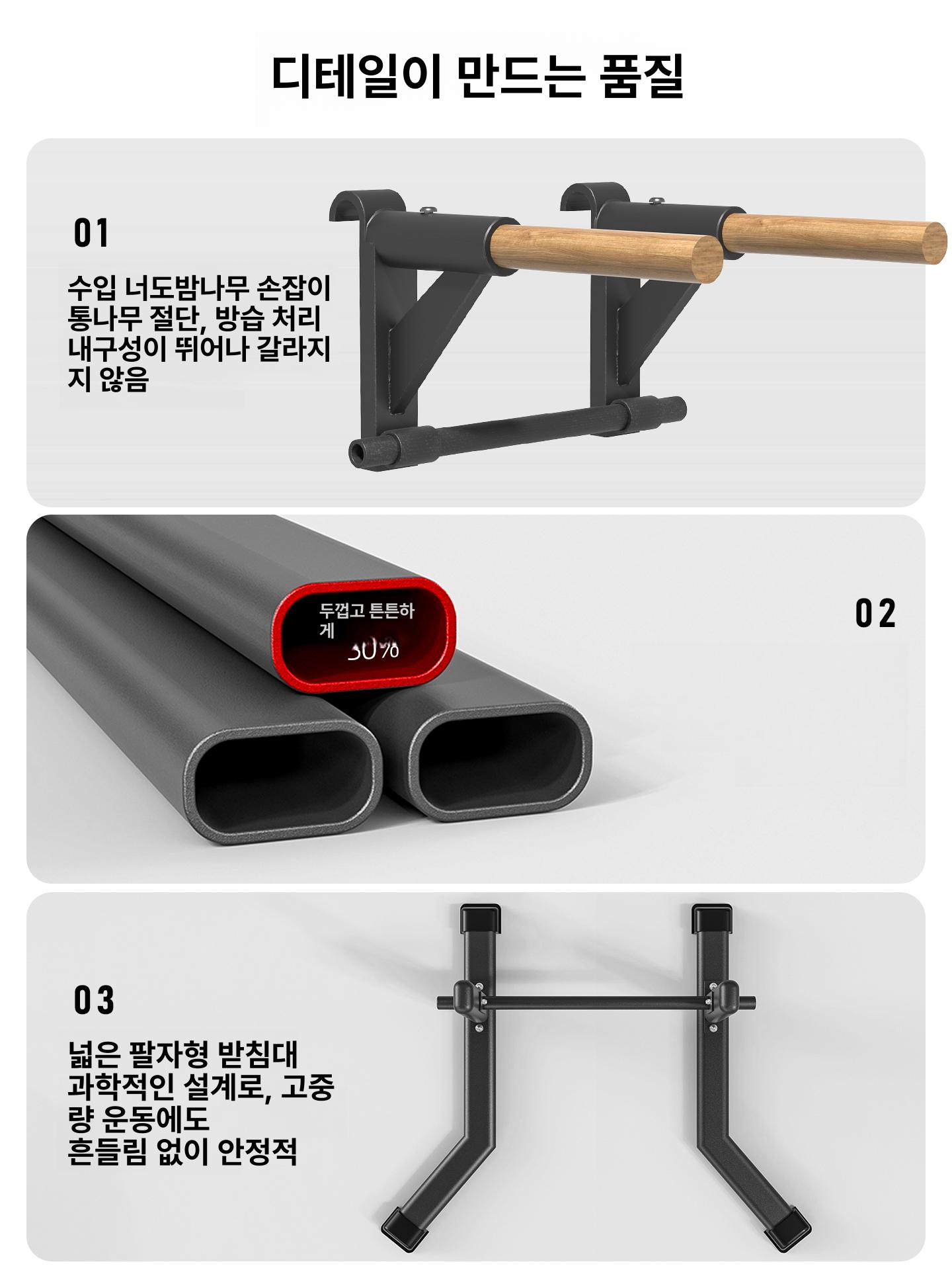 슈로스바 가정용 필라테스 월바 무타공 사다리 블랙가정용풀업바+조절식이중 - 상세 이미지 4