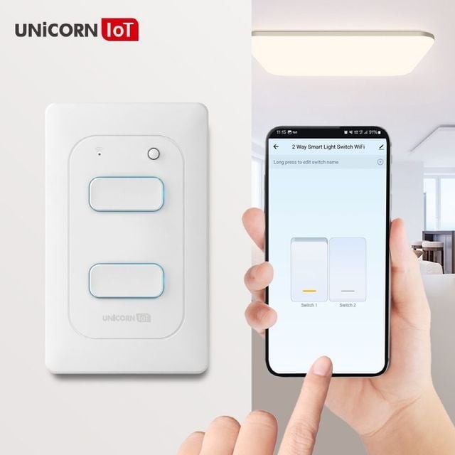 스마트한 유니콘 IoT 2구 스마트 벽 스위치 조명 무선 원격 제어 TS-SW2 - 상품 이미지