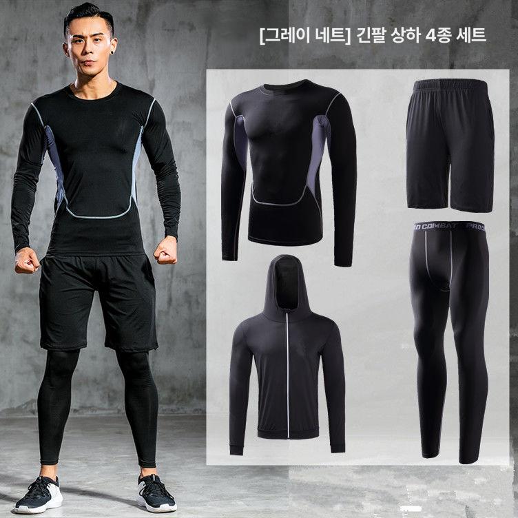 여름상의타이즈 여름상의긴팔타이즈 남자레깅스상의 엘리트 엘리트 반팔 3피스 세트 S - 상세 이미지 5