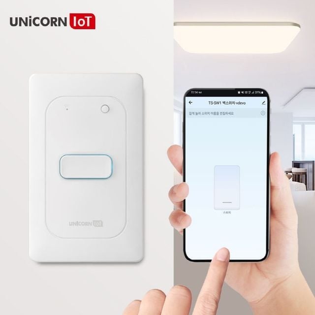 스마트한 유니콘 IoT 1구 스마트 벽 스위치 조명 무선 원격 제어 TS-SW1 - 상품 이미지