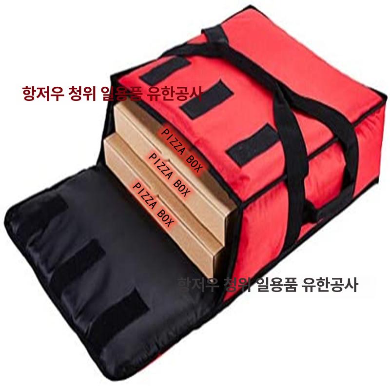 대용량 피자 배달 보온 가방 접이식 두꺼운 휴대용 프린트 50x50x25cm 이미지 7