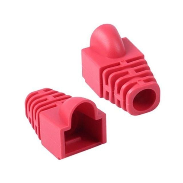튼튼한 인터넷 랜선 RJ45 CAT.6 통부트 보호캡 레드 100개 7파이 - 상품 이미지