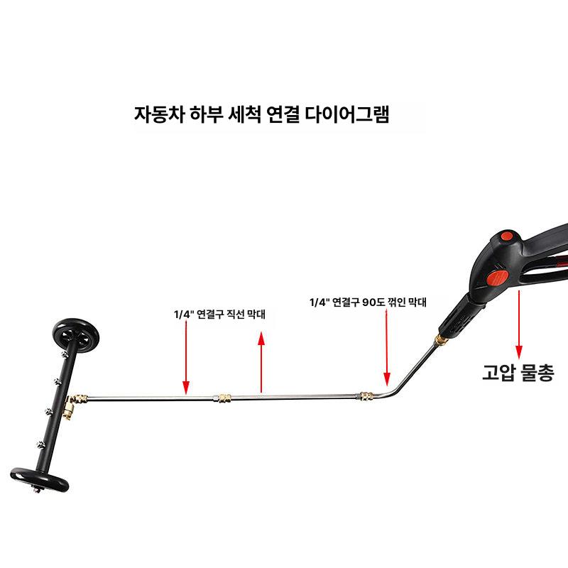 자동차 고압세차 하부 물 노즐 세차기 조절 도로 블랙 조절식 56cm 7홀 3개 봉 포함 - 상세 이미지 2