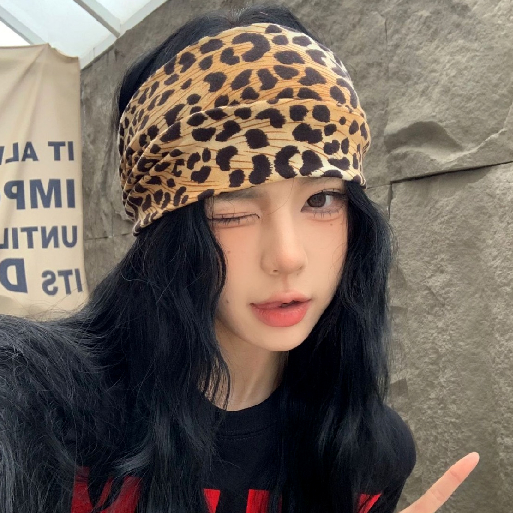 레오파드 스포츠 헤어밴드 등산 운동 테니스 러닝 핼스 휘트니스 요가 패션 - 상품 이미지