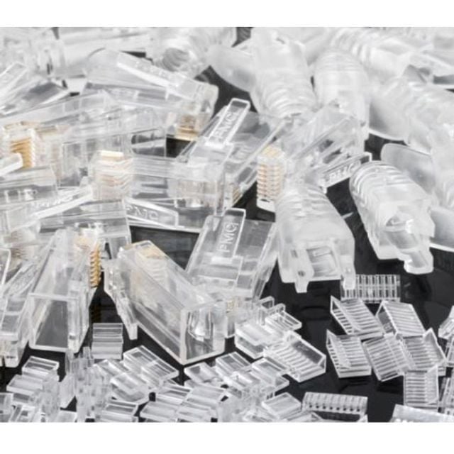 RJ45 8P8C CAT.6 UTP 랜선 커넥터 플러그 부트 포함 100개 - 상품 이미지