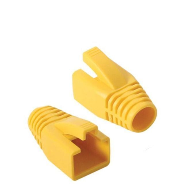 튼튼한 인터넷 랜선 RJ45 CAT.7 6A 통부트 보호캡 옐로우 100개 8파이 - 상품 이미지