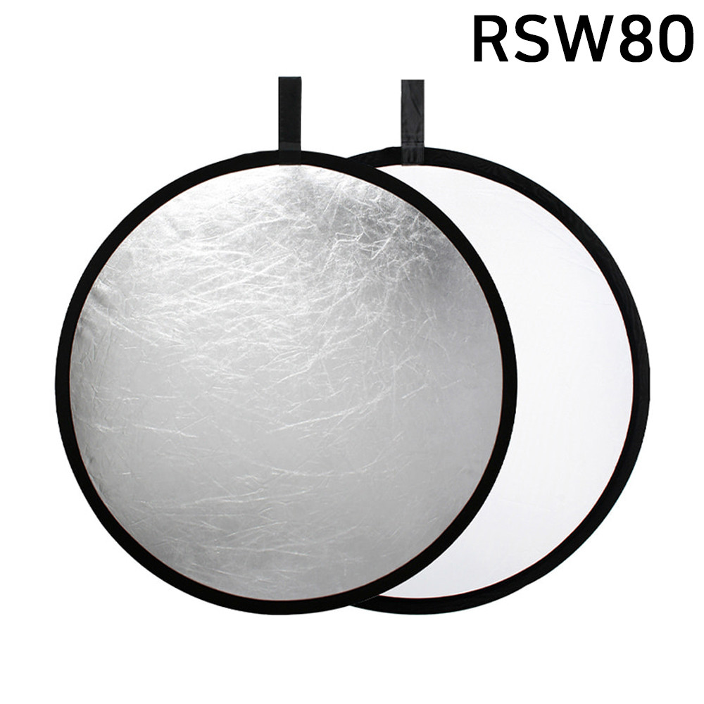 화사한 포멕스 사진 조명 촬영 장비 원형 반사판 실버 화이트 양면 RSW80 80cm - 상품 이미지