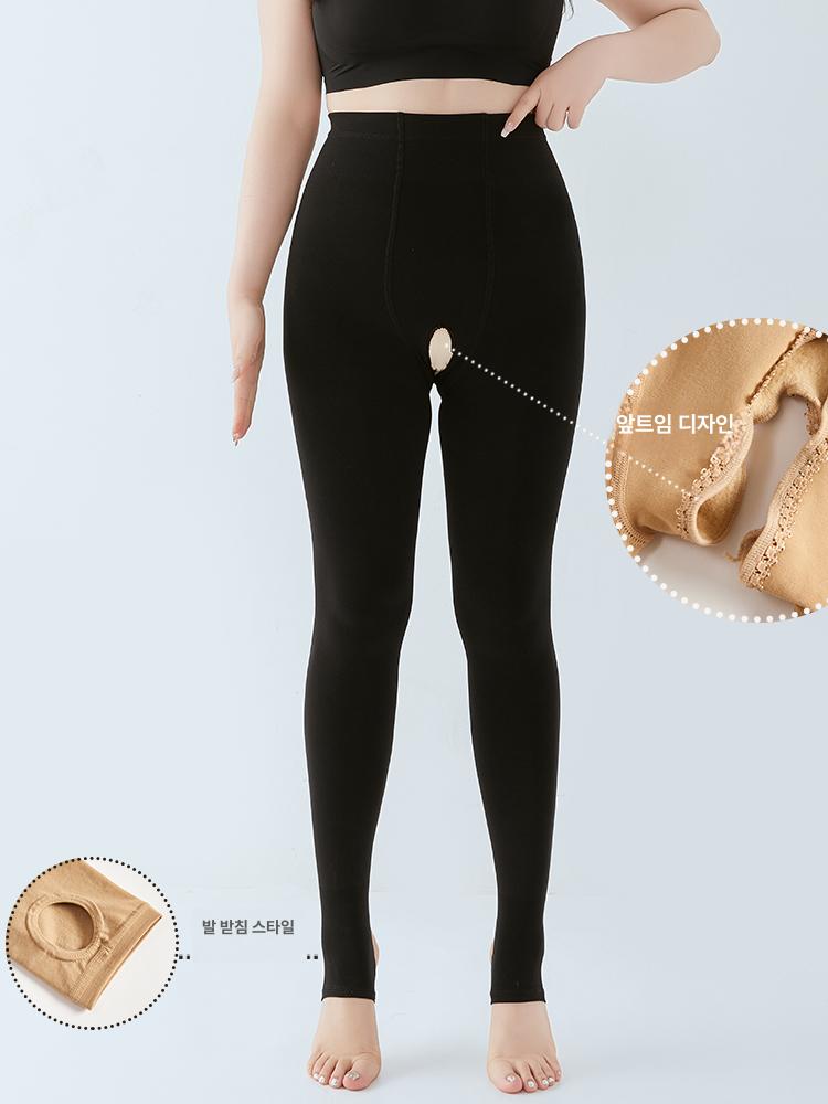 밑트임레깅스 쫄바지 오픈 밑트임 여성용 스타킹 지퍼 기모 - 상세 이미지 2
