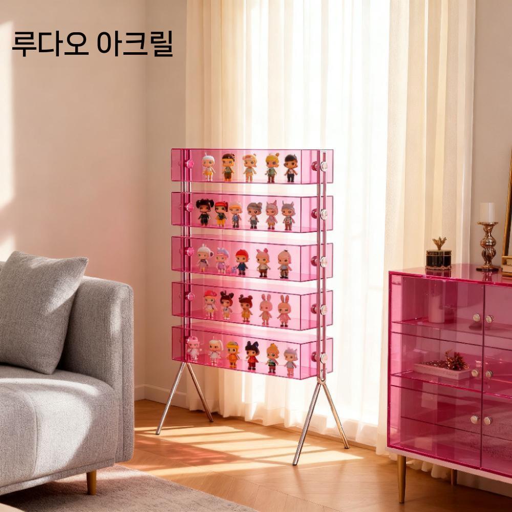아크릴 핑크 선반 피규어 진열장 인형 장식장 쇼케이스 디스플레이장 - 상세 이미지 4