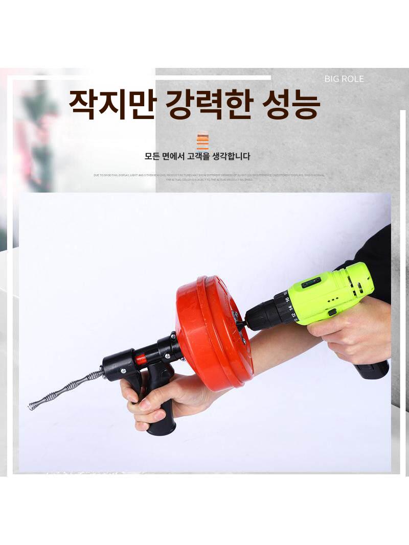 스프링 하수도 청소기 전동 파워 드릴 연결 강력 배관 뚫는 자동 회전 가정용 전문가용 전동 모델 5m - 상세 이미지 2