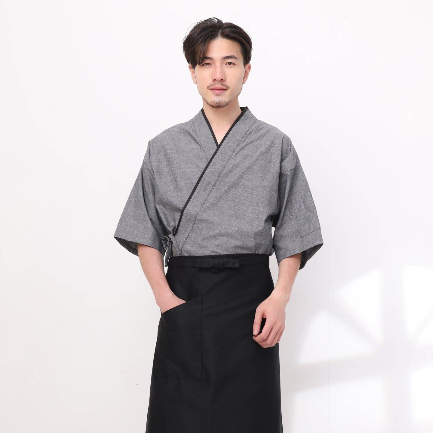 쉐프복 주방 일식 셰프복 식당 조리복 가운 조리사복 상의 + 블랙 앞치마 M - 상품 이미지