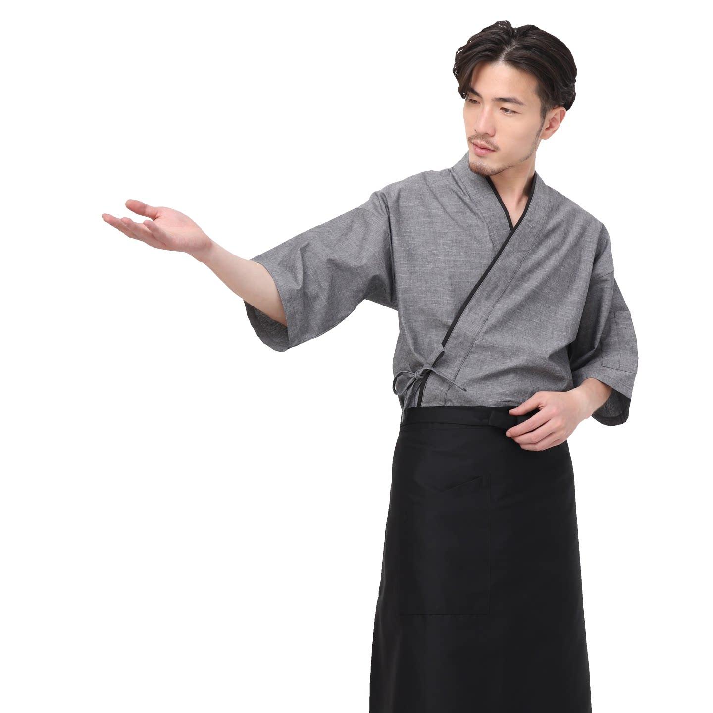 쉐프복 주방 일식 셰프복 식당 조리복 가운 조리사복 상의 + 블랙 앞치마 M - 상세 이미지 3