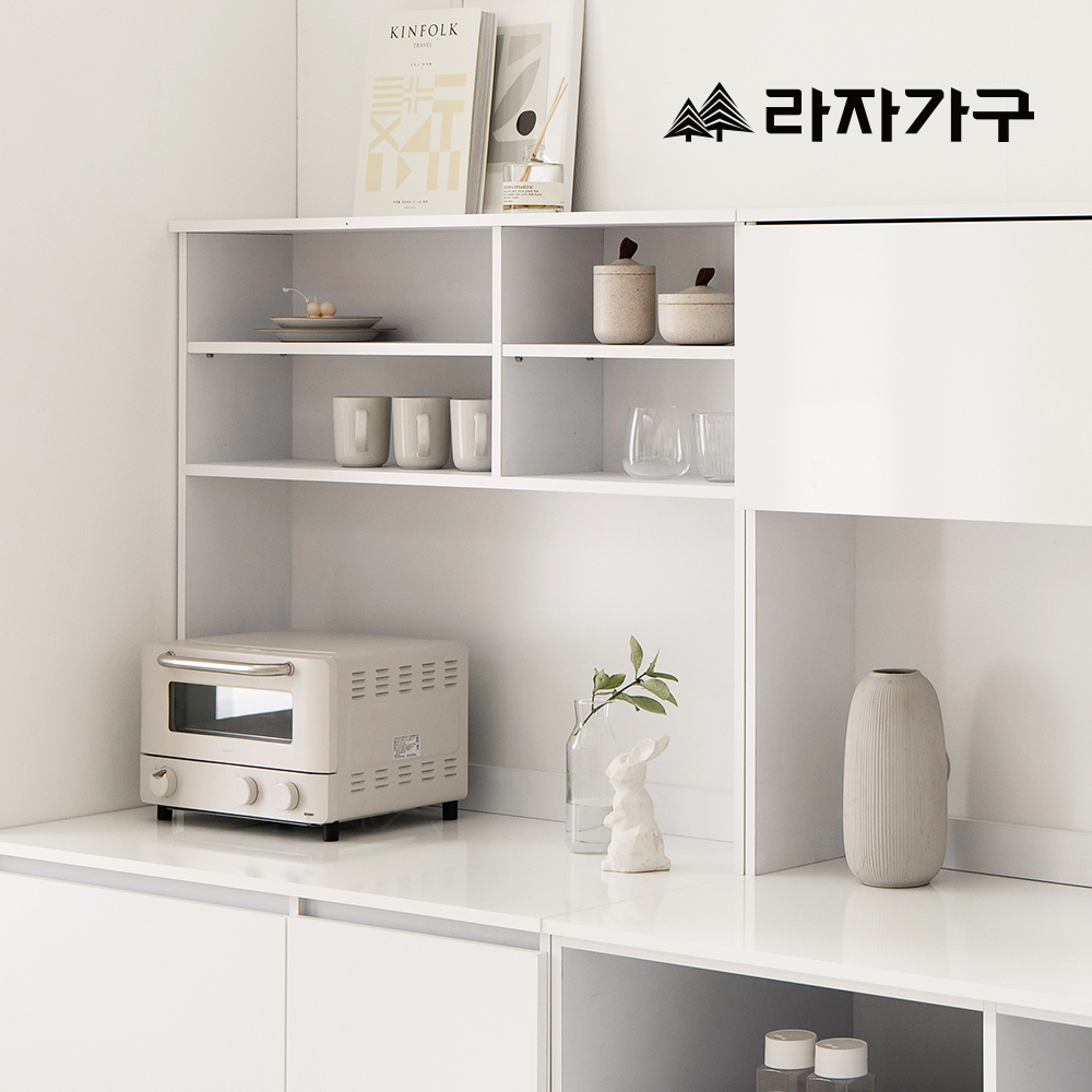 라자가구 모드리안 오픈형 광파오븐 렌지대+밥솥장+도어형상부장 1000 주방수납장 세트 이미지 6