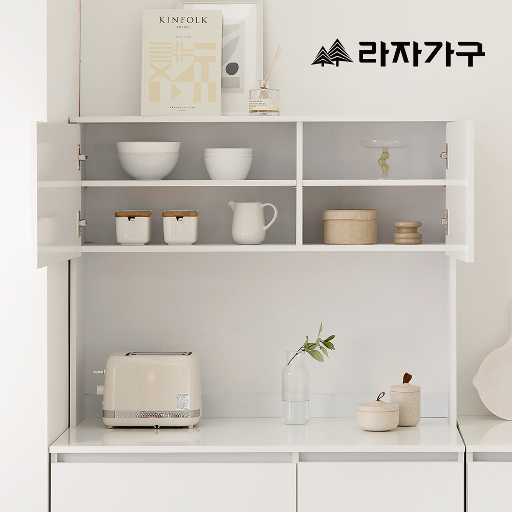 라자가구 모드리안 오픈형 광파오븐 렌지대+밥솥장+도어형상부장 1000 주방수납장 세트 - 상세 이미지 3