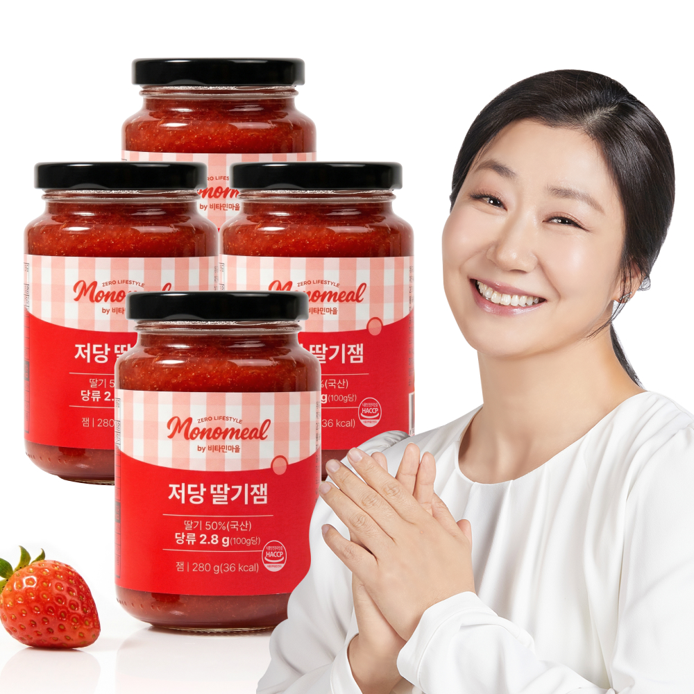 비타민마을 모노밀 저당잼 알룰로스 딸기잼, 280g, 4개 - 상품 이미지