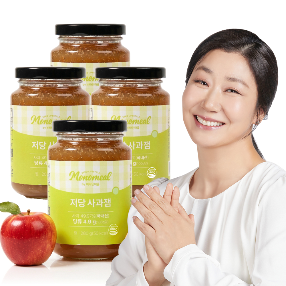 비타민마을 모노밀 저당잼 알룰로스 사과잼, 280g, 4개 - 상품 이미지