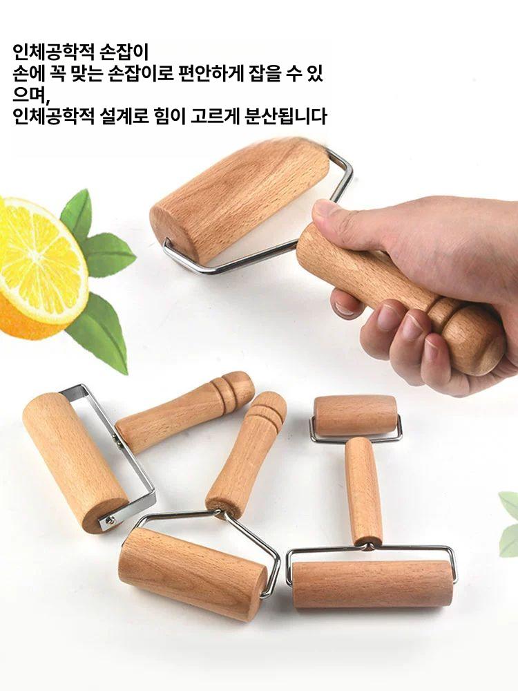 롤링핀 스틱 홈 만두피 국수 주방용품 스테인리스 제빵 너도밤나무 원목 [소형] 1개 A - 상세 이미지 5