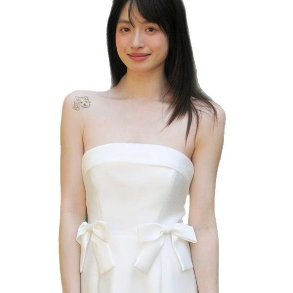 블랙드레스 웨딩촬영 리본 드레스 셀프웨딩 이브닝 스냅촬영 의상 - 상세 이미지 5