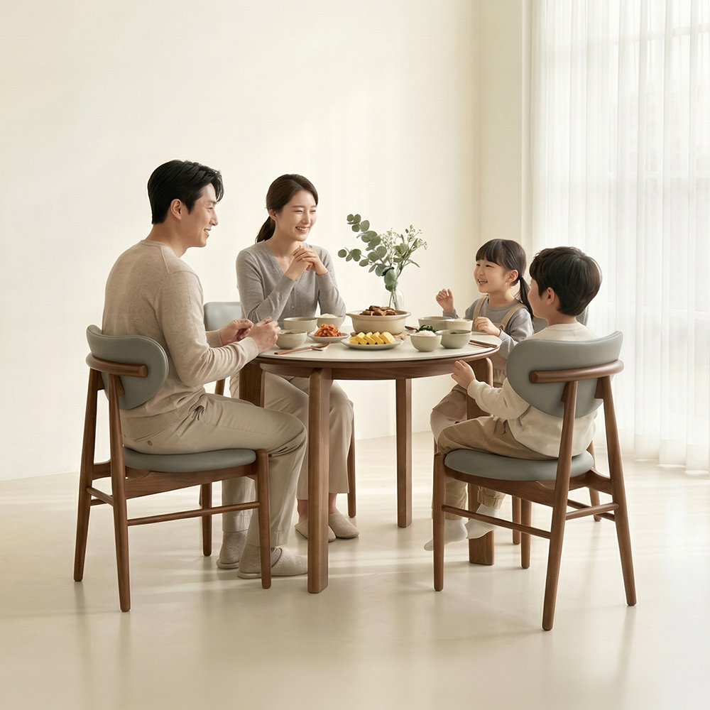 헤닝 루나 원형 테이블 세라믹식탁 2인 4인 원목 식탁 1100 - 상세 이미지 3