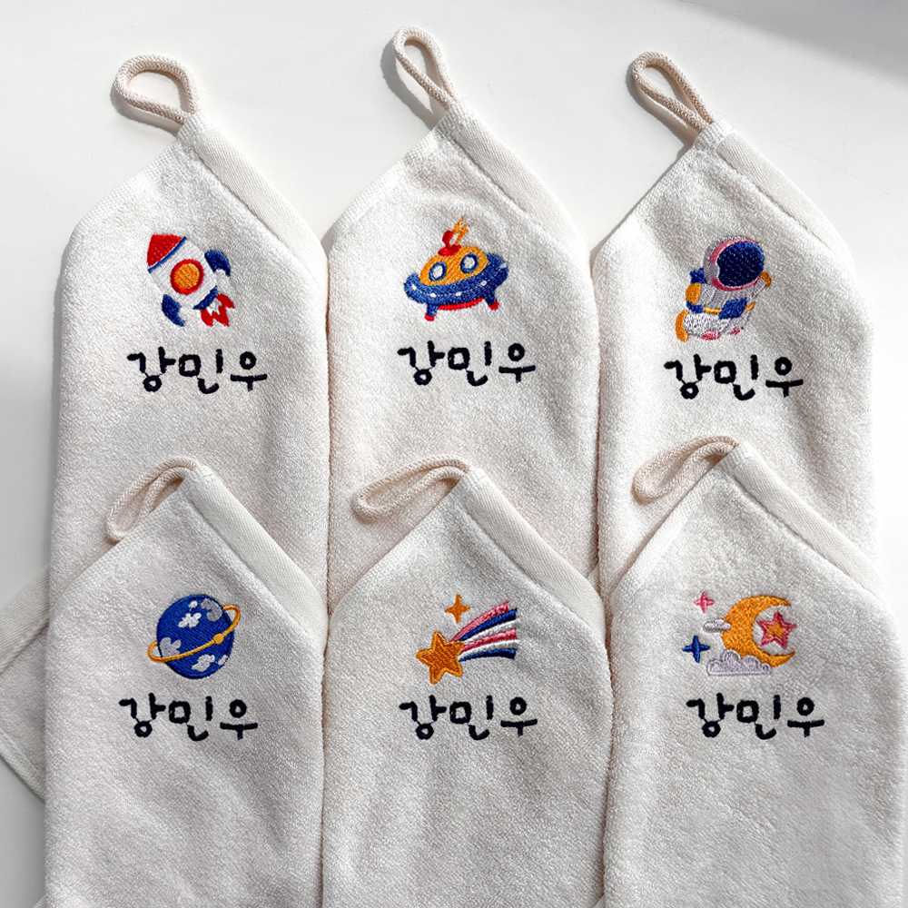 어린이집수건 뱀부얀 고리 손수건 유치원 이름자수 핸드타올 자동차 1매 - 상세 이미지 4