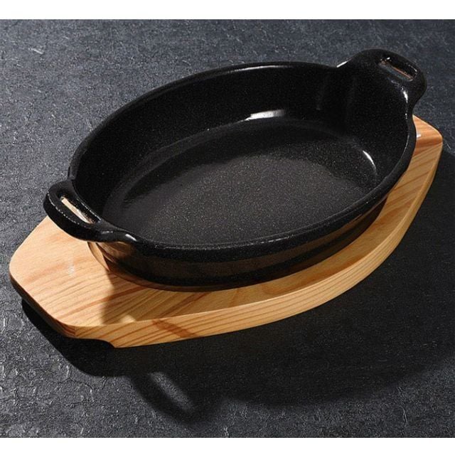 손잡이 타원형 무쇠팬 주물팬 코팅 콘치즈 스테이크팬 29cm - 상품 이미지