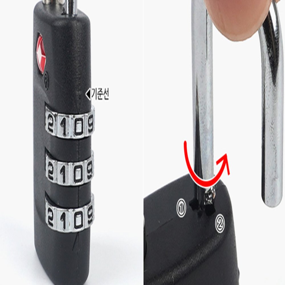 인기픽 TSA LOCK 다이얼 자물쇠 3단 비밀번호 서랍장자물쇠 번호열쇠 - 상품 이미지