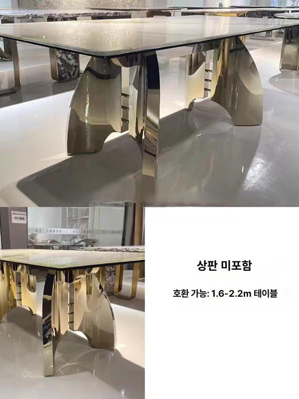 스탄팅 마블 테이블 고급 천연대리석 상판 1600mm 와이드 라운드 사각 디자인 견고한 D자형 그레이 스틸 헤어라인 소형 - 상세 이미지 2