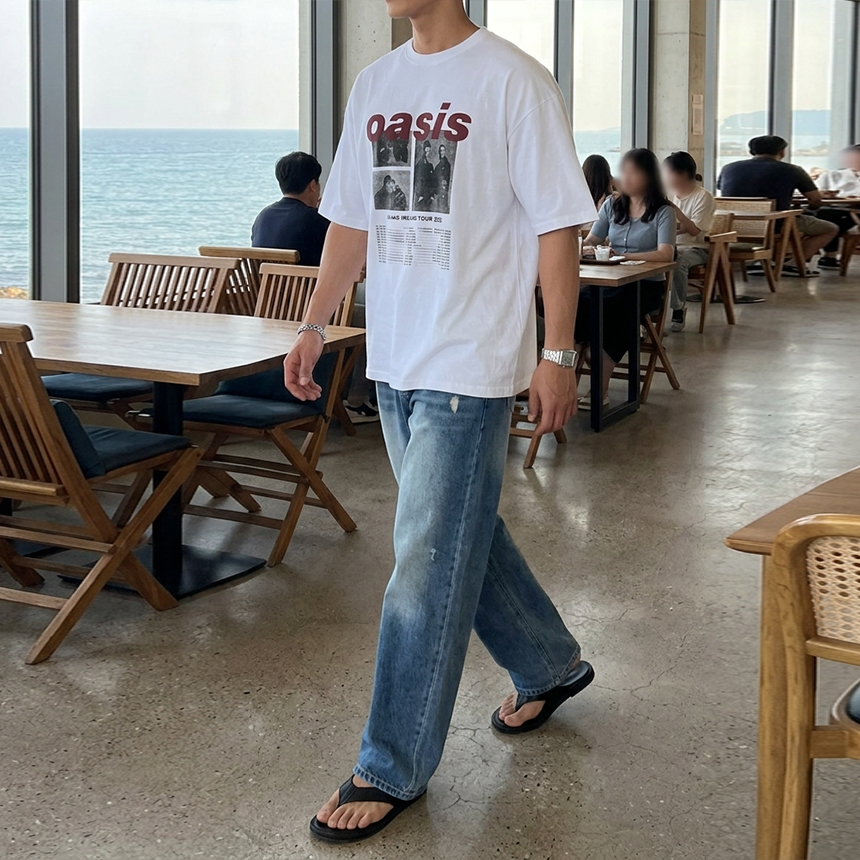 고밀도 오버핏 oasis 반팔티셔츠 D092 이미지 6
