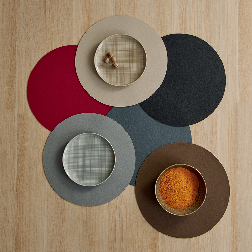 아사셀렉션 레더 옵틱 플레이스 매트 원형 (블랙) - 상세 이미지 2