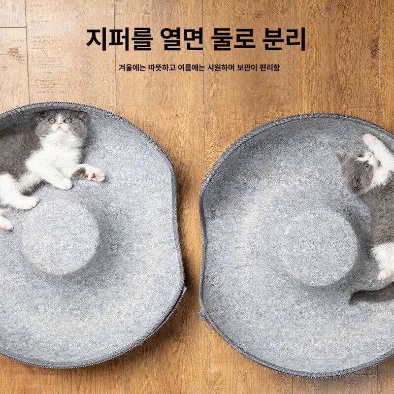 원스텝 버터링 터널 브라운베어 캣하우스 고양이집 연회색 초대형 60x60x28 cm - 상세 이미지 5