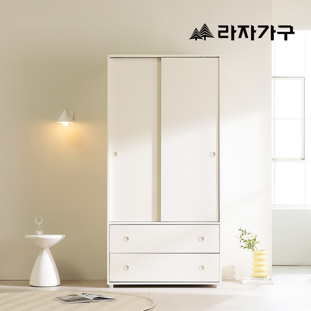 라자가구 어라운드 1000 서랍형 슬라이딩 옷장 E0 슬라이드 키큰장 입본장 싱글장롱 - 상세 이미지 3
