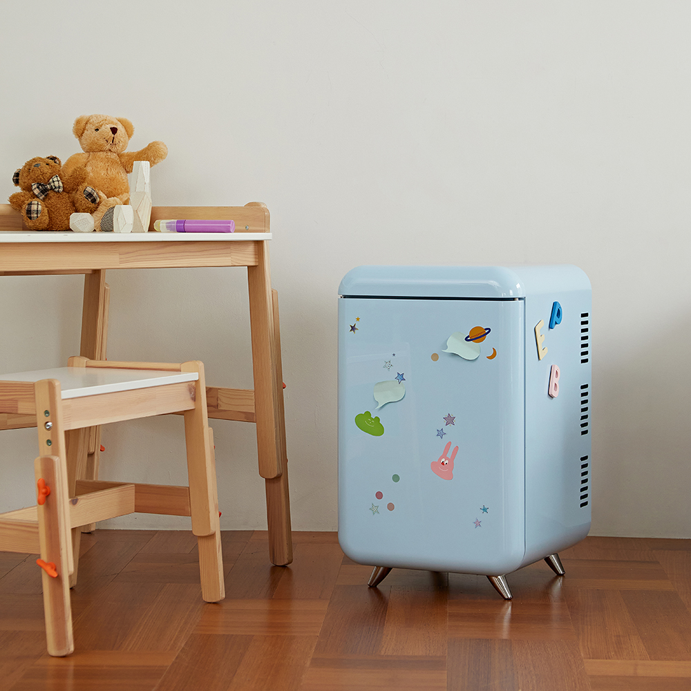 레트로 미니 냉장고 32L WC-32C 무소음 음료 다용도 블루 - 상품 이미지