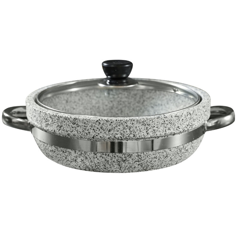 소고기 불판 석판 가정용 원형 전골 비빔밥 볶음 구이 유리뚜껑 포함 직경 24cm 이미지 6