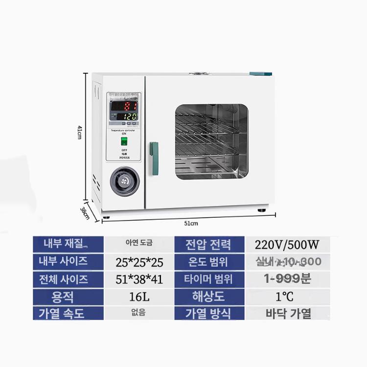 실험실 소형 전기 온도조절 건조기 식품 건조 오븐 박스형 16L 없음 202-0B - 상세 이미지 2