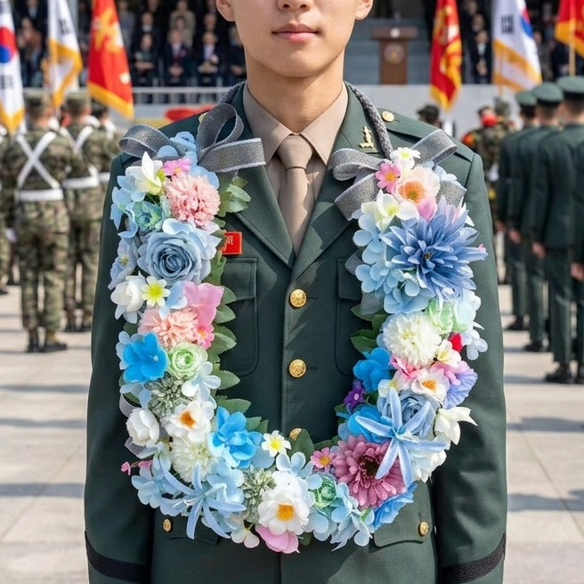 가더GADE 5AM PB 꽃목걸이 해병대 수료식 임관식 취임식 퇴임식 승진 축하화환 조화 졸업 졸업식 꽃 - 상세 이미지 2