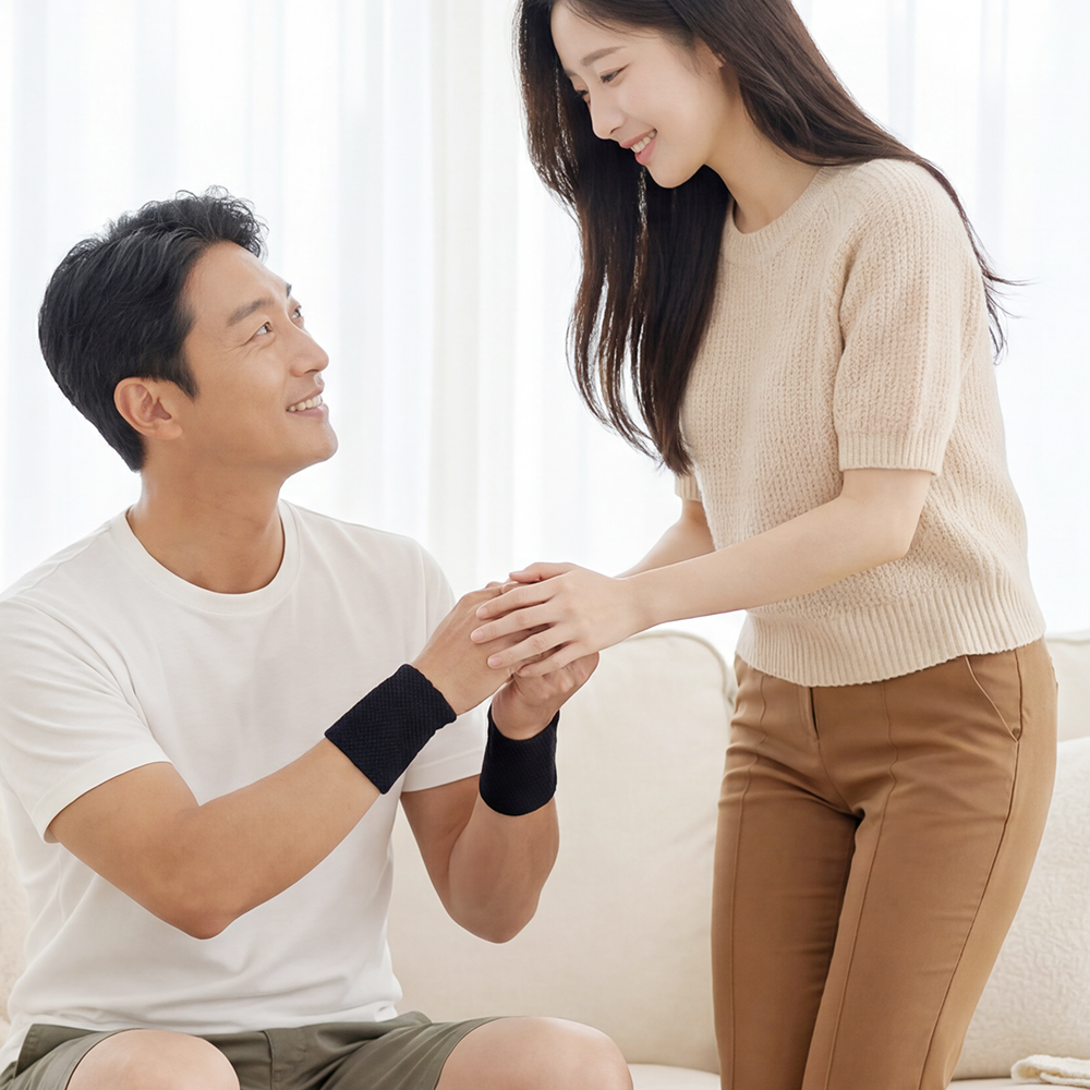 닥터코어런 블락 시니어손목보호대 약국 노인 얇은 아대 여름 사무실 남자 팔목 - 상세 이미지 3