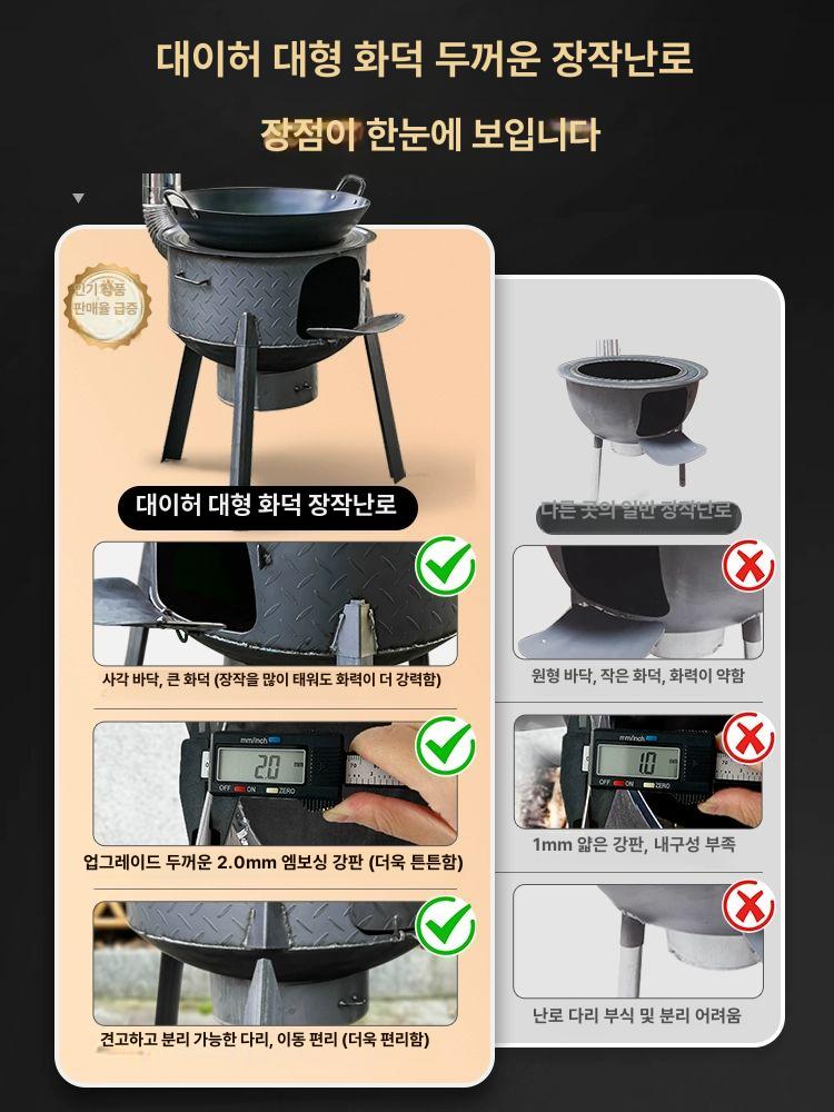 드럼통 화덕 옛날 무쇠 장작 화로대 캠핑 시골집 아궁이 스토브 전원주택 펜션 - 상세 이미지 2