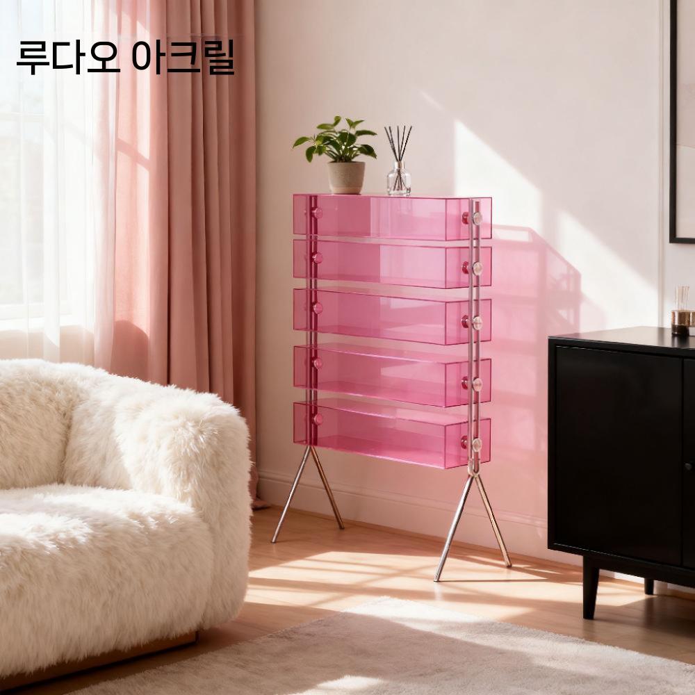 아크릴 핑크 선반 피규어 진열장 인형 장식장 쇼케이스 디스플레이장 - 상세 이미지 2