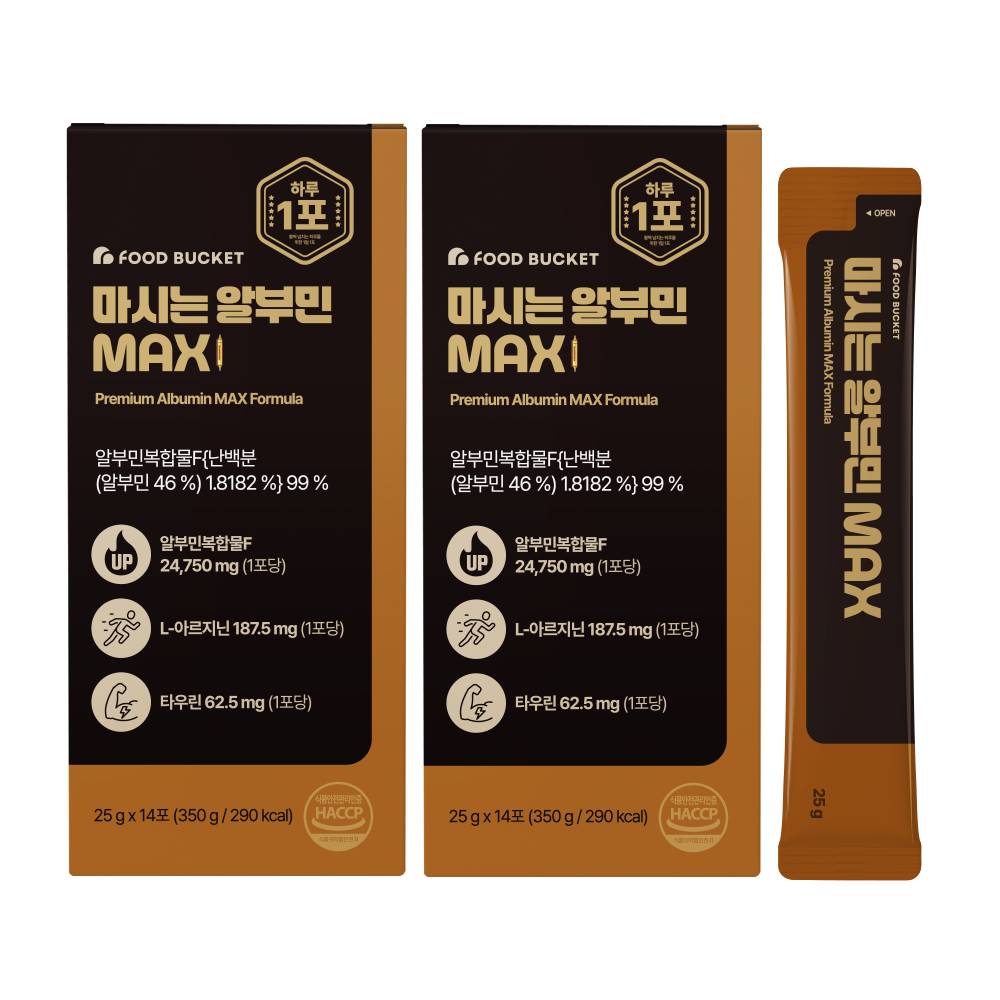 푸드버킷 마시는 알부민 MAX 25g 14포, 2개 - 상품 이미지