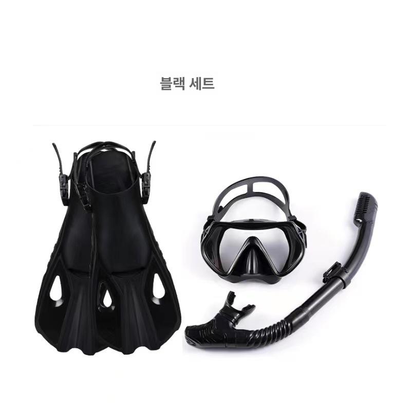 야외 다이빙 호흡 튜브 조절 핀 개구리 신발 스노클링 세트 투명한 파란색 S/M - 상세 이미지 4