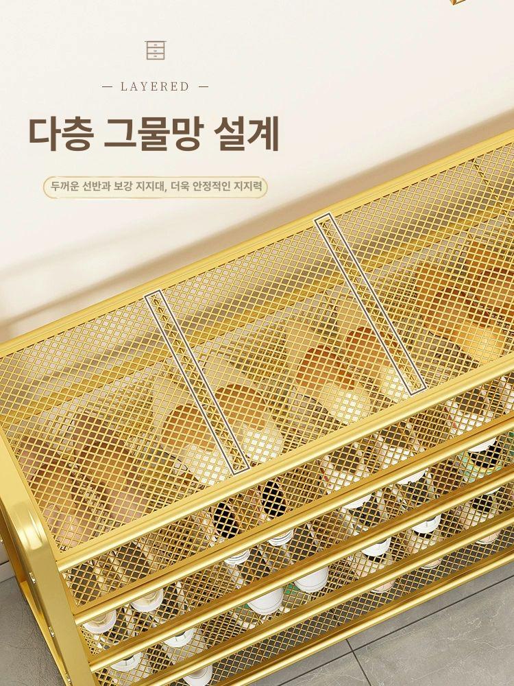 슬림 골드 신발 선반대 보관 정리대 수납 4단 100cm 럭셔리골드 - 상세 이미지 2