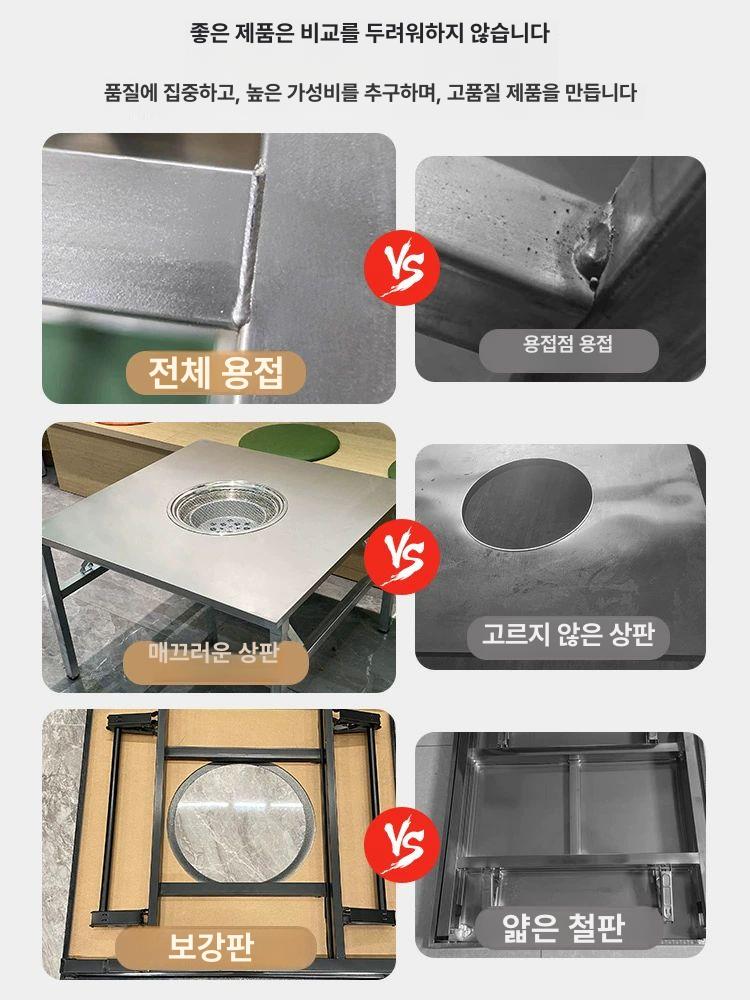 고깃집 숯불 사각 테이블 세트 접이식 삼겹살 805 카페 스테인리스테이블 테이블/숯불 - 상세 이미지 5