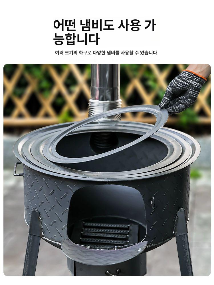 드럼통 화덕 옛날 무쇠 장작 화로대 캠핑 시골집 아궁이 스토브 전원주택 펜션 - 상세 이미지 5