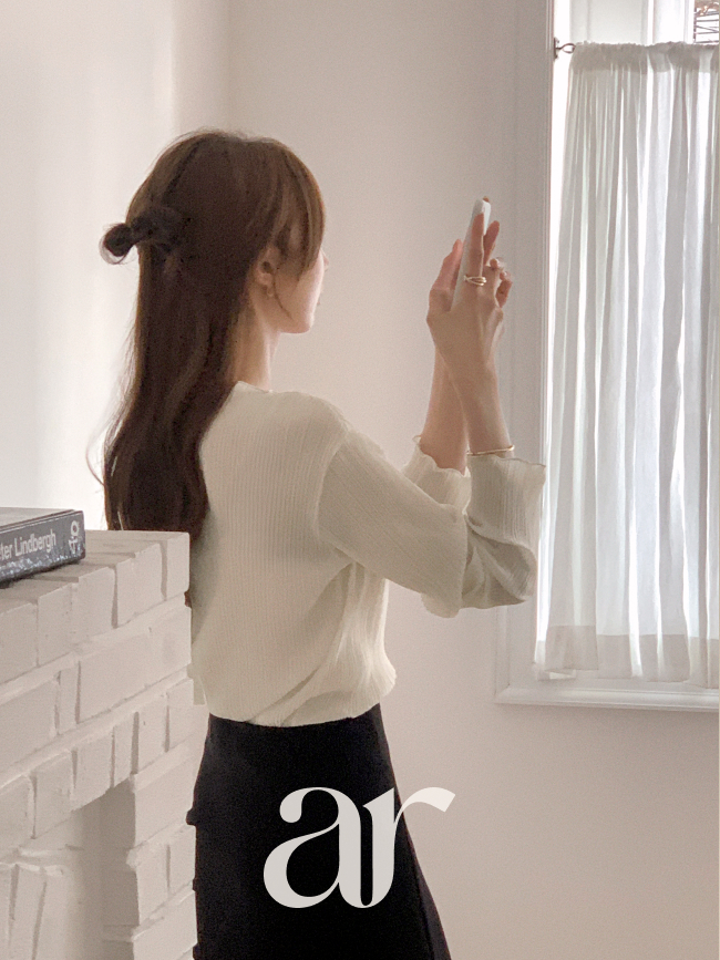 (국내제작) 물결 플리츠 티셔츠 블라우스 ts4962 이미지 4
