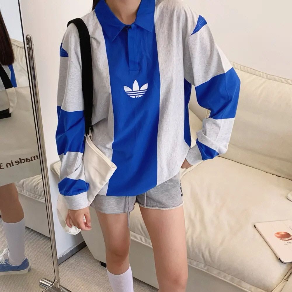 아디다스 오리지널 럭비 폴로 카라 긴팔 티셔츠 블루 IM4584 - 상세 이미지 4