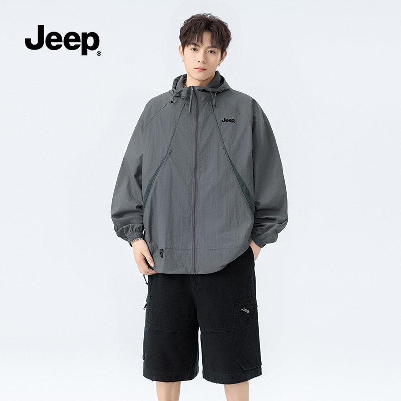 JEEP 남성 여름 루즈핏 바람막이 고프코어 자외선차단 자켓 - 상품 이미지