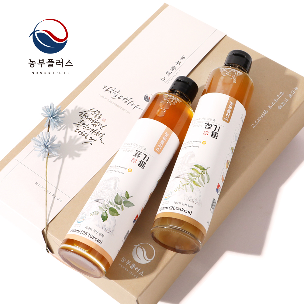 국산 참기름 들기름 180ml 2병 선물세트 농부플러스 상품 이미지