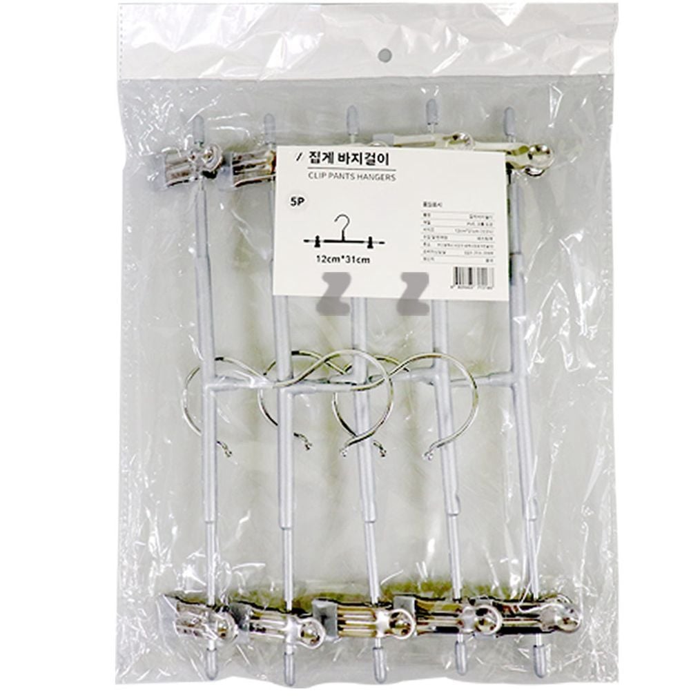 논슬립 정장 바지걸이 치마 집게 옷걸이 행거 5P - 상품 이미지