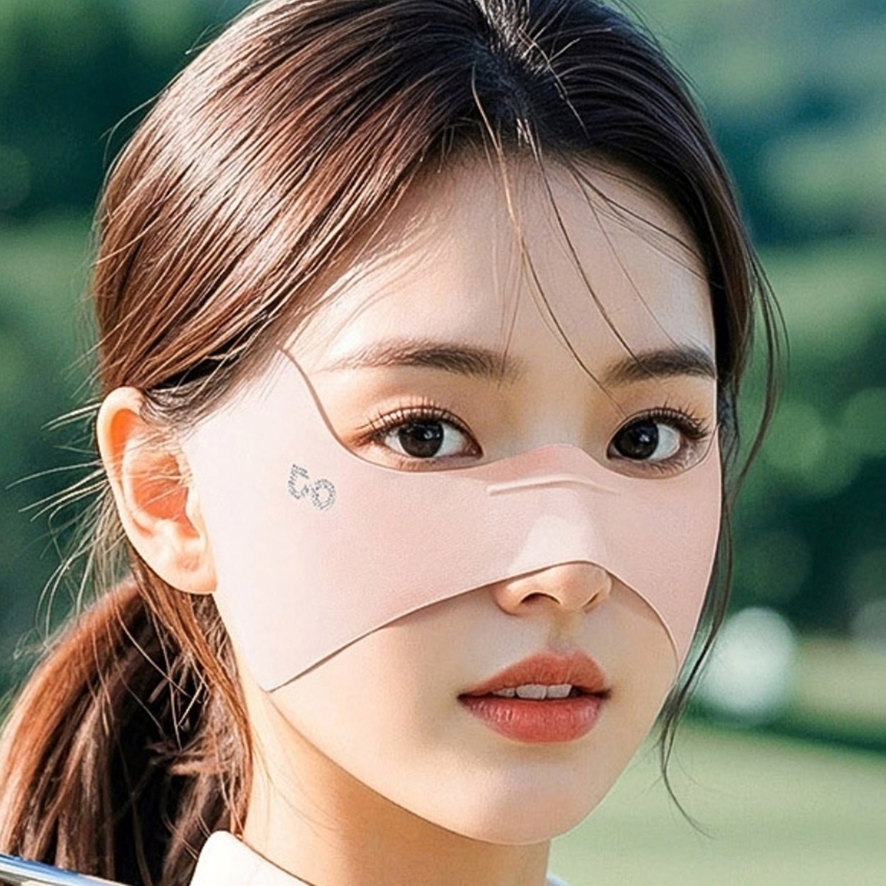 여성 마스크 여름철 햇빛 차단 나비 날개 큐빅 포인트 로고 - 상품 이미지